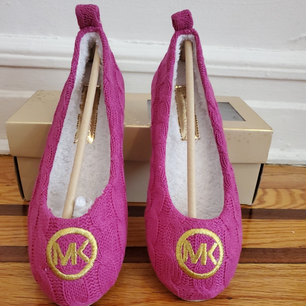 Michael Kors Jet Set Ballet Flat Fuschia Cable Kni